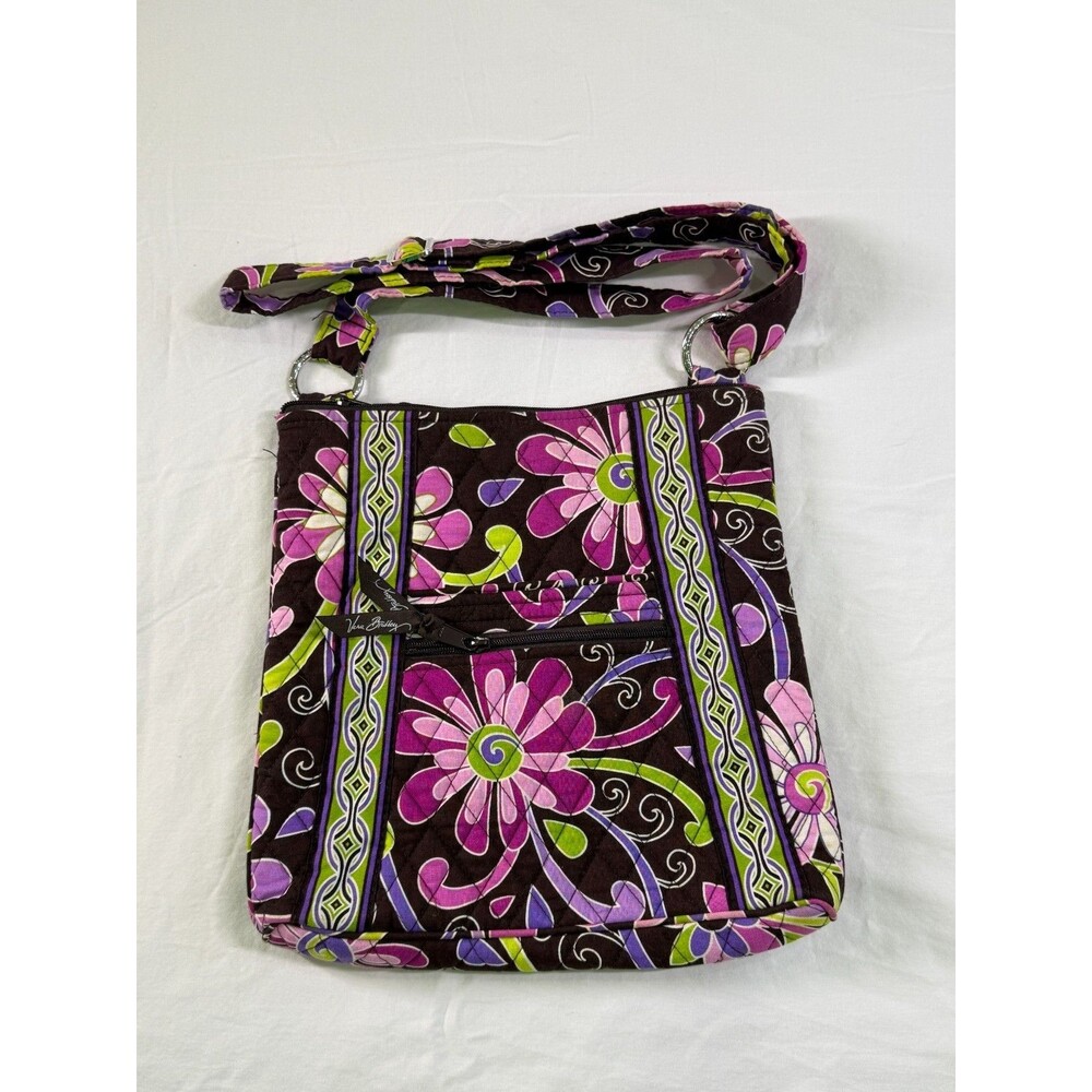 Vera Bradley Crossbody Shoulder Bag Brown Pink - Purple Punch - Quilted Purse